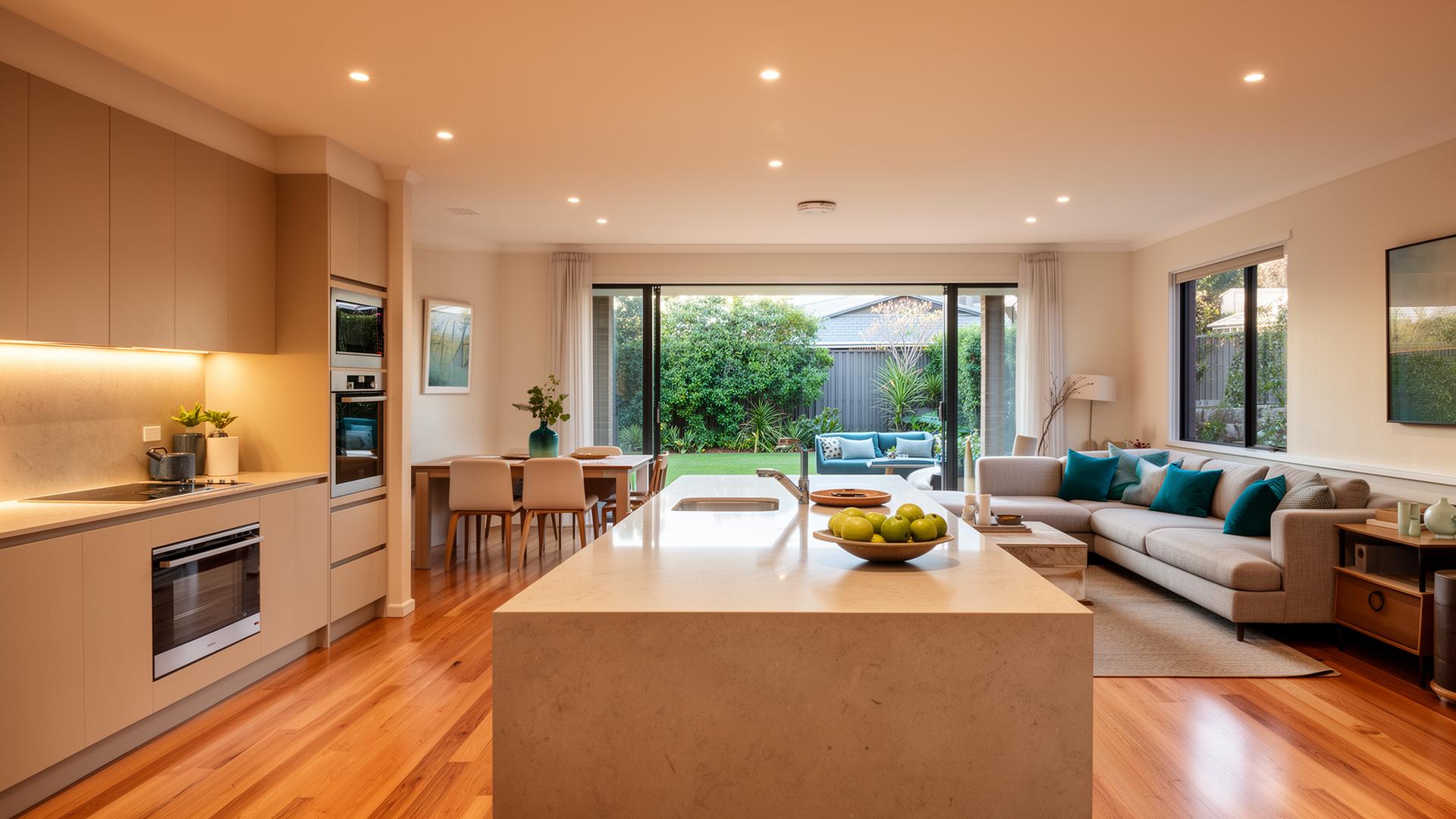 Finished open-plan kitchen and living renovation by Coppins in Whyalla